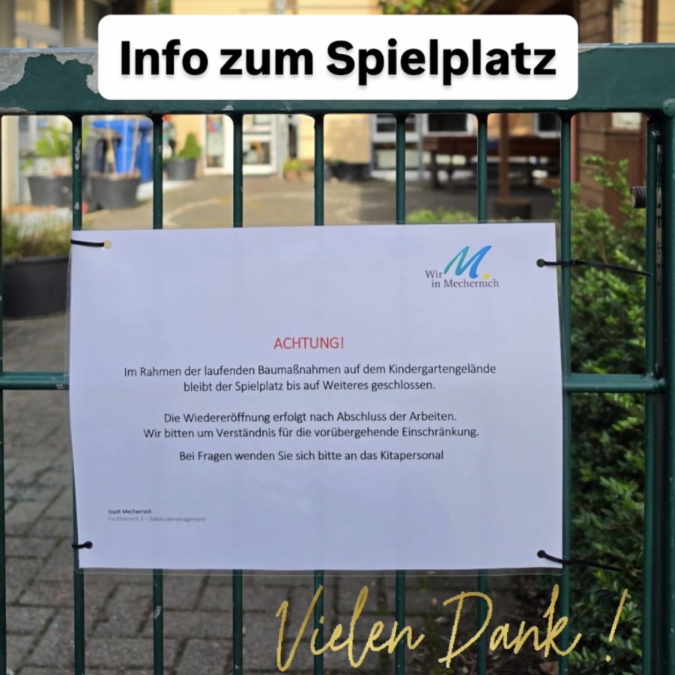 Am Spielplatz haben heute erneut Bauarbeiten begonnen